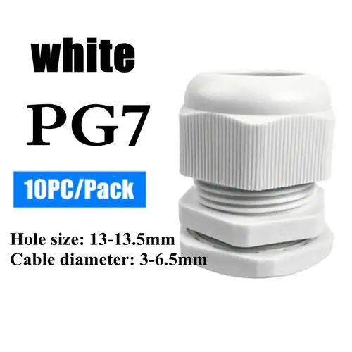 1/2/5/10pcs Waterproof Cable Gland Cable Entry IP68 PG7-PG36  White/Black Nylon Plastic Connector Joint - Image 13
