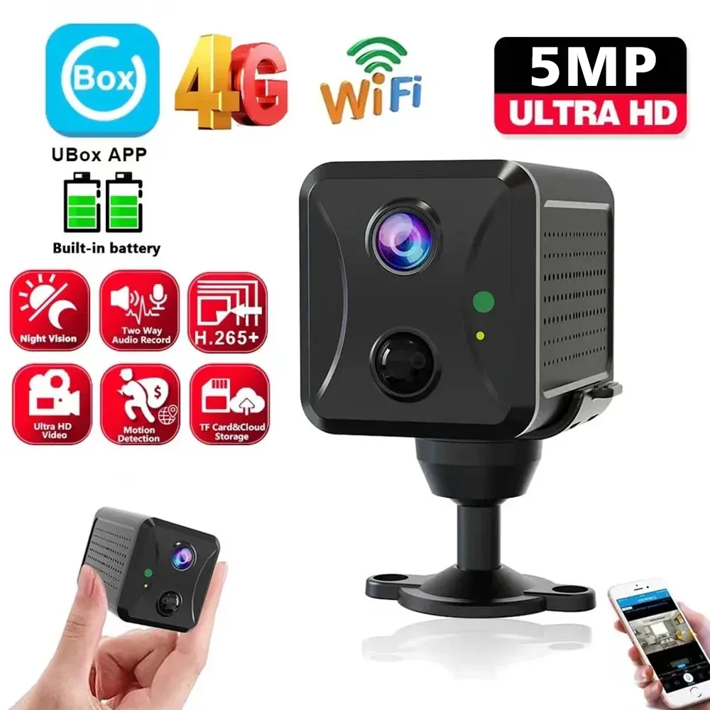 Ubox Mini 4G Security Camera SIM Card or Wifi 5MP Survalance IP