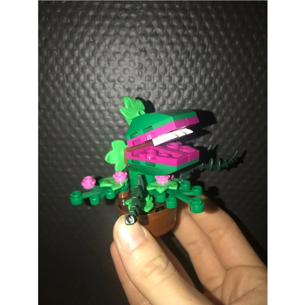 Moc Plant Flower Mini Chompers-Man Eater Building Blocks Kit Audreys Ii Green Caterpillar Flower Model Toys Kids Birthday Gfits