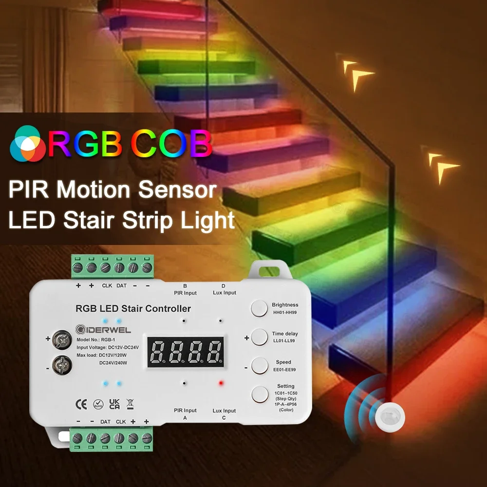 Iluminación Escalera LED Sensor Movimiento Luz Escalera Escaleras Tira  Flexible