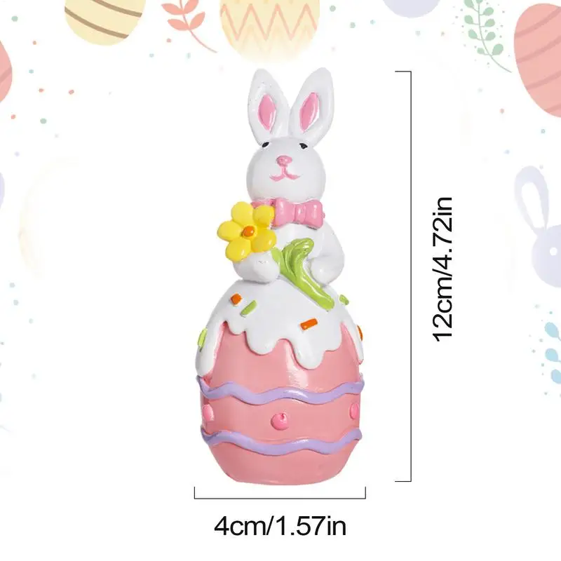 Bunny Egg Ornaments Resin Easter Desktop Decoration Holiday Collectible Figurines Colorful Bunny with Egg Statue Easter Gifts