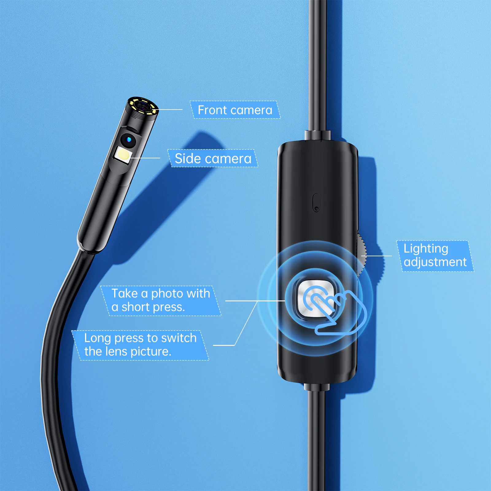 3in1 2MP 8MM 1080P USB for Android ISO Dual Lens Endoscope Camera CMOS Borescope Inspection Otoscope Camera Digital Microscope 4