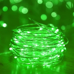 Fairy Lights Battery - Powered Copper Wire String for Wedding and Party Decorations (Green)