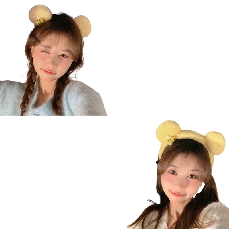 

2XPC повязка на голову с мультяшными медвежьими ушками и костюмом пчелы, обруч для волос, реквизит для вечеринки, милый головной