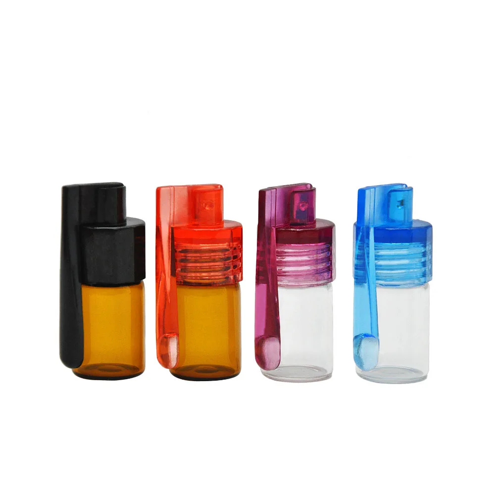 Portable Box Storage 36MM 51MM Container Bottle Glass Vial with Spoon Flip Case Household Randomly Cap Color