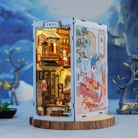 CUTEBEE DIY Wooden Book Nook Shelf Insert Miniature Building Kits Bookshelf Assembly Dollhosue for Adults Birthday Gifts 1