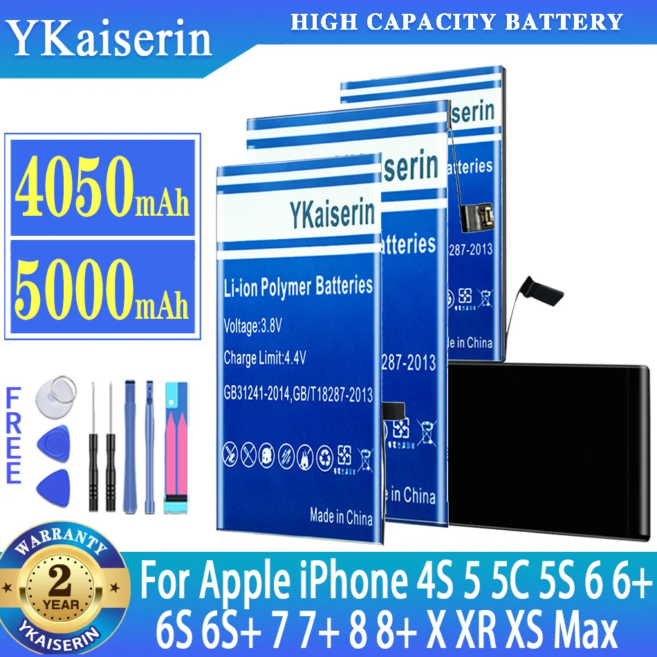 Batteria Ykaiserin Per Apple Iphone 4S 5 5C 5S 6 6 + 6S 6S + 7 7 + 8 8 + X Xr Xs Max Xsmax Batteria + Codice Traccia