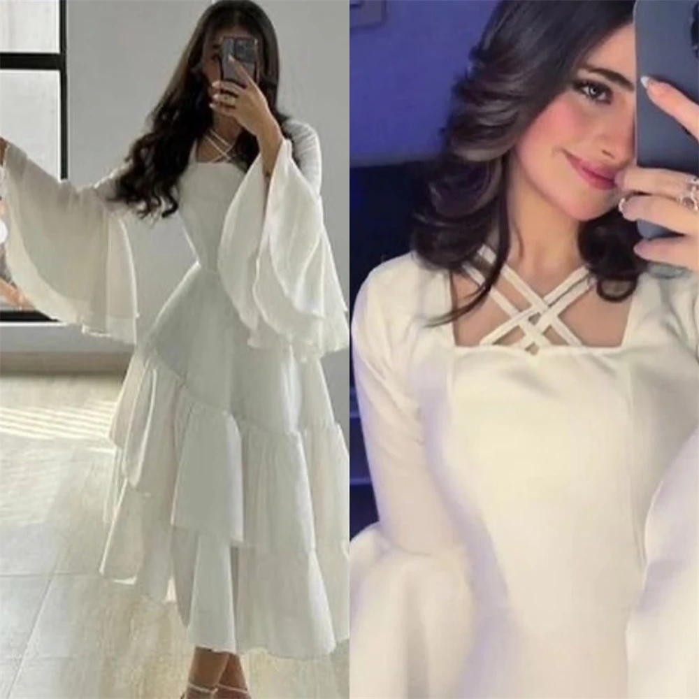 Exquisite High Quality Sparkle Jersey Draped Tiered Criss-Cross Clubbing A-line Square Neck Bespoke Occasion Gown Midi Dresses