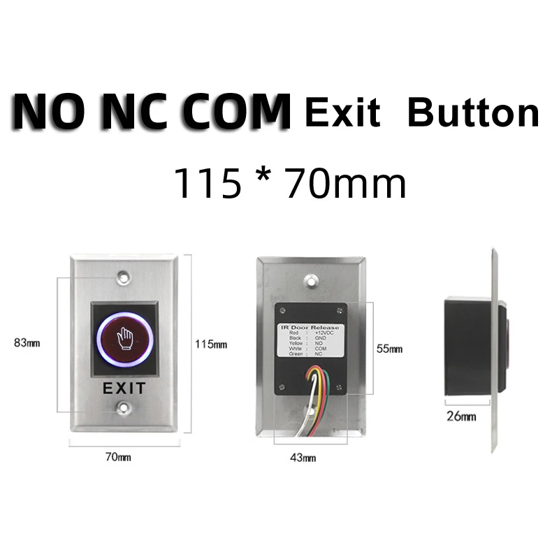 Infrared induction No Touch Exit Button Release Switch Opener NO COM NC LED Ligh