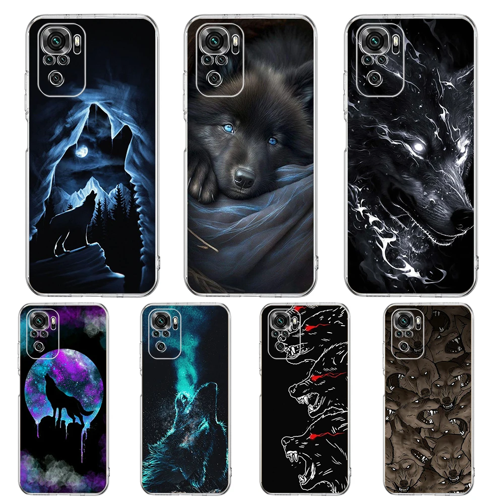 Custodia Per Telefono Moon Roaring Wolf Per Redmi Note 10 11 11T 7 8 8T 9 K40 Gaming 9A 9C Pro Plus Custodia In Silicone Trasparente Capas