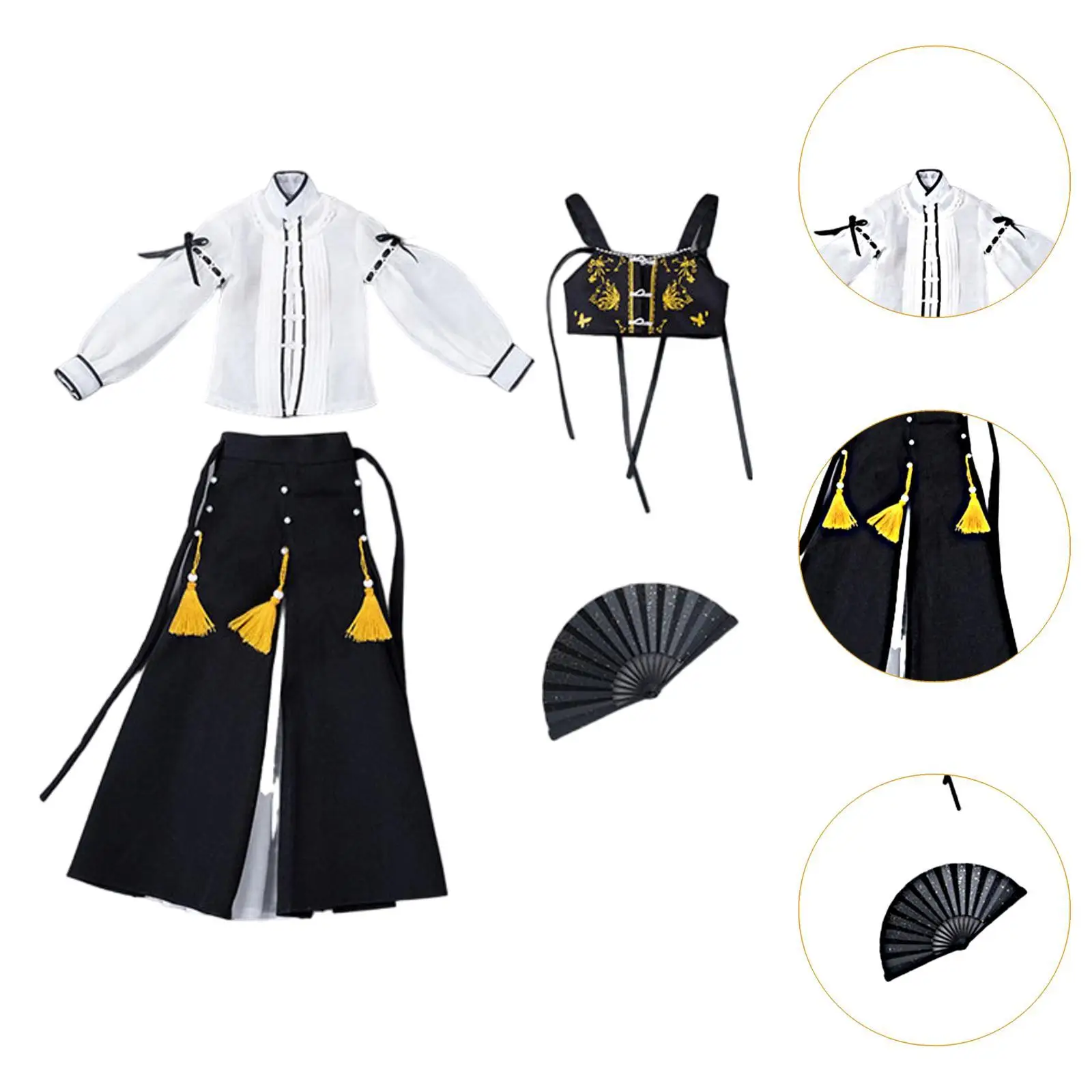 1/6 Top and Skirt Oufit Retro Outfit for 12 inch Female Figures Accessories