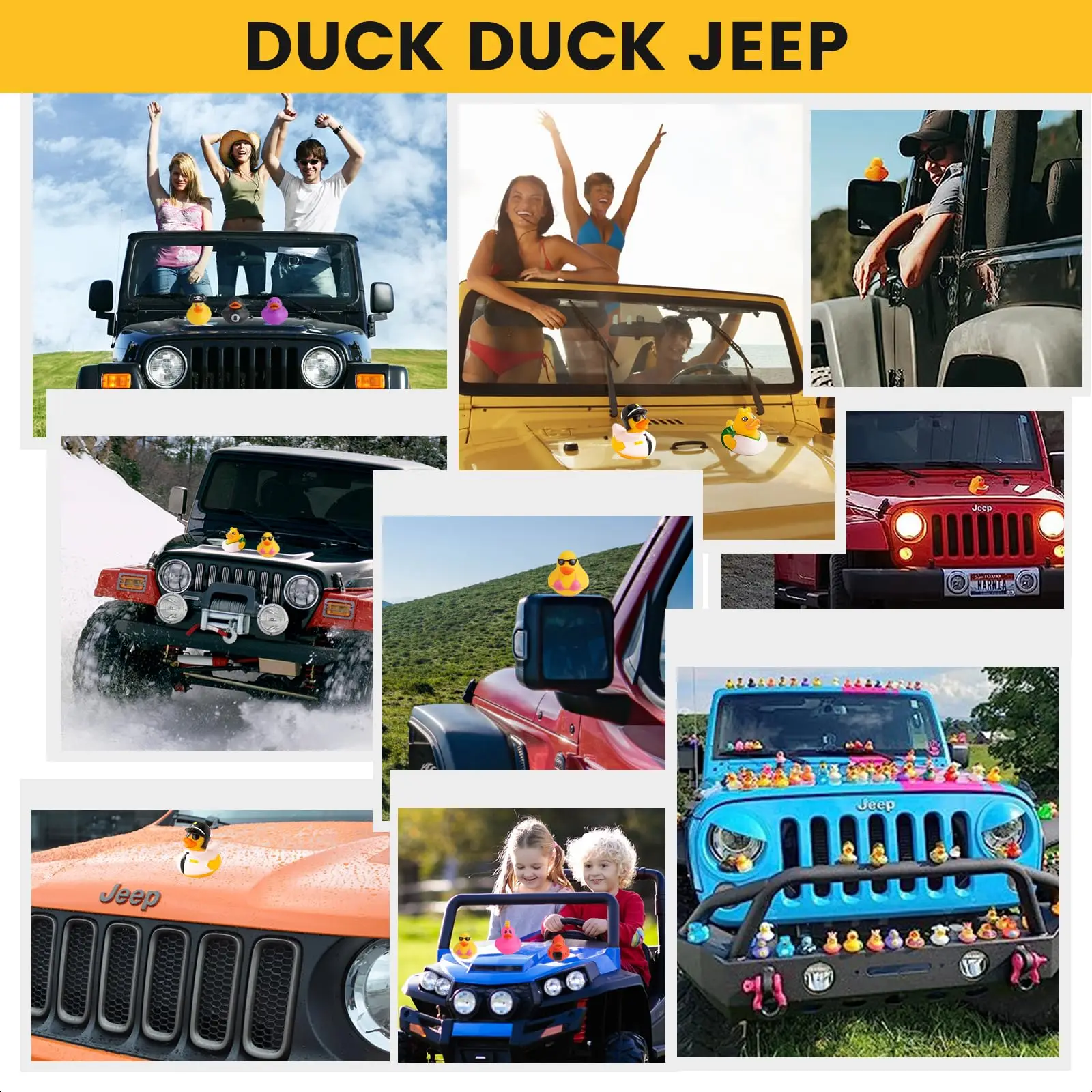 1-100pcs Rubber Ducks in Bulk,Assortment Duckies for Jeep Ducking Floater Duck Bath Toys Party Favors 4