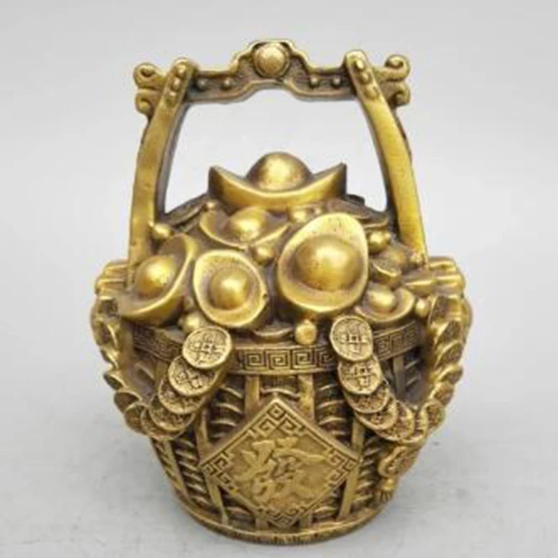 

China's Seiko carving pure brass coin barrel form wealth statue