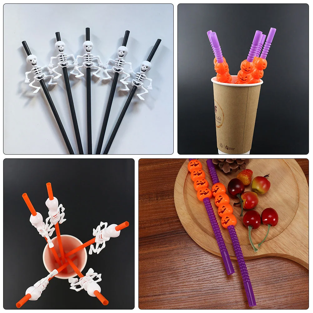 20PCS Plastic Straws Halloween Theme Straws Drinking for Halloween Party