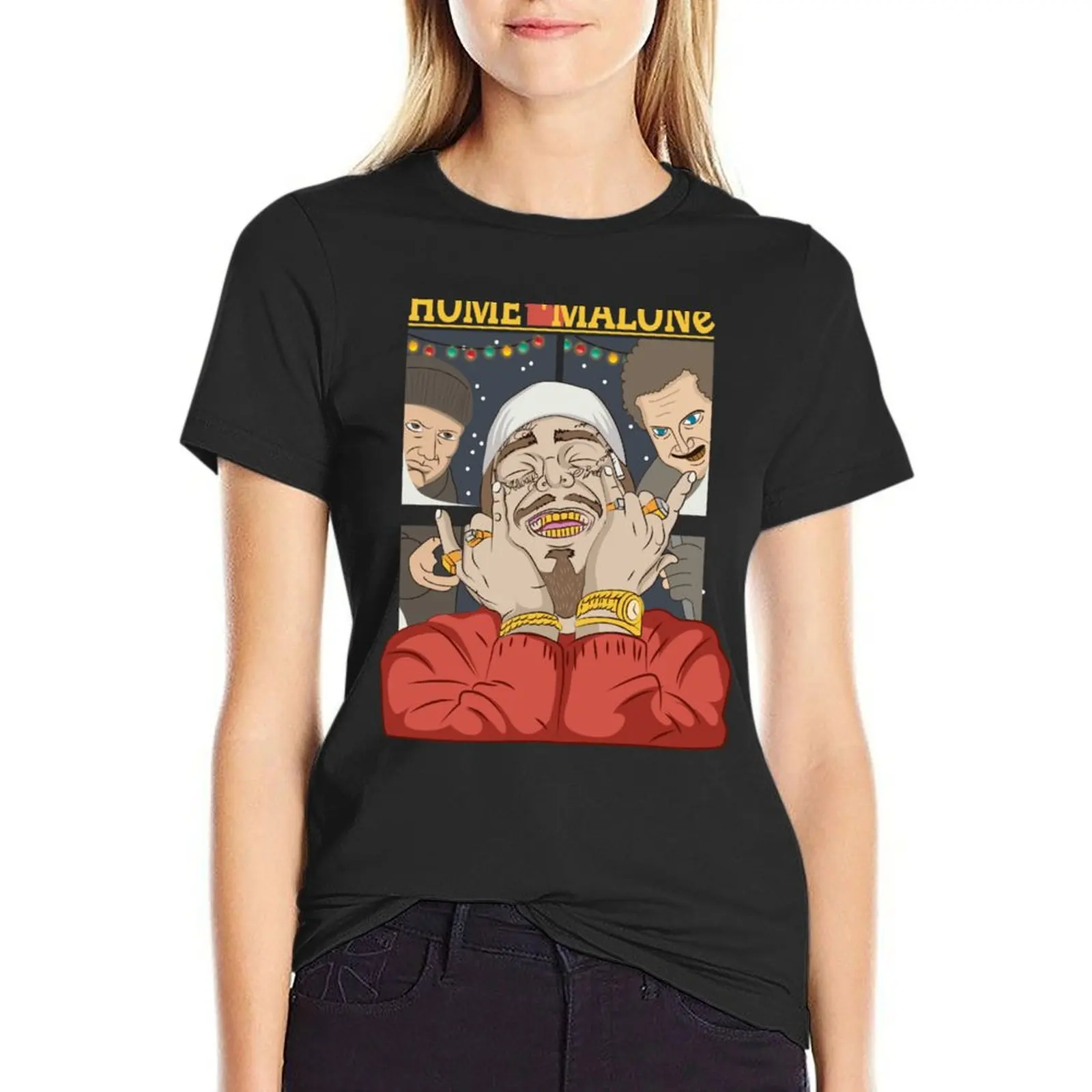 Home Malone Tshirt, Home Alone Mashup Tshirt Classic T-Shirt Donna T Shirt Abbigliamento Donna Moda Donna Camicetta 2024