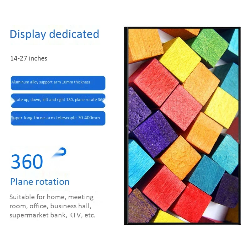 범용 벽걸이 스탠드, 14-27 인치 LCD LED 스크린 높이 조절 모니터, VESA TV-F03 개폐식 벽