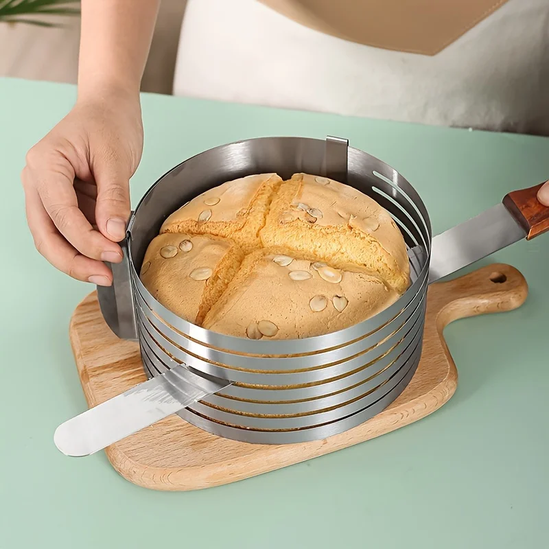 1pc Adjustable Stainless Steel Cake Slicer Ring 7 Level Precise Cake Cutter For Perfect Slices Two Size Options 6 8 Inch Easy To
