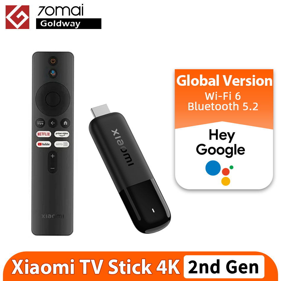 2025 New Global Version Xiaomi Mi TV Stick 4K 2nd Gen 2025 Google TV Bluetooth 5.2 2GB RAM 8GB ROM Netflix Prim Video Wifi Box