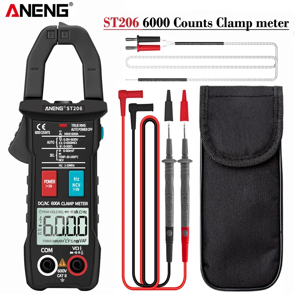 ANENG ST206 Digital Clamp Meter Multimeter 6000 Counts True RMS Amp DC/AC Current Clamp With DC Measurement Amperimetro Tester