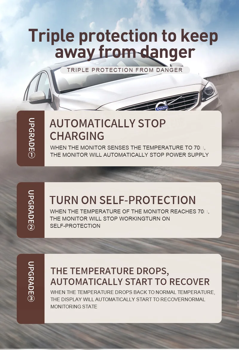 Tire Pressure Monitoring System Temperature Warning Fuel Save With 4 External Sensors Solar TPMS Car Tyre Pressure Monitor