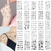 10pcs Waterproof Temporary Tattoo Sticker Love Emoticon Moon Sun Lines Skull Planet Tatto Wrist Fake Tattoos Body Art Women Men 1