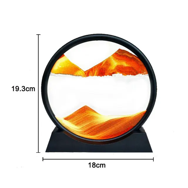 3D Quicksand Decor Picture Round Glass Moving Sand Art In Motion Display Flowing Sand Frame For Home Decor Hourglass Painting 