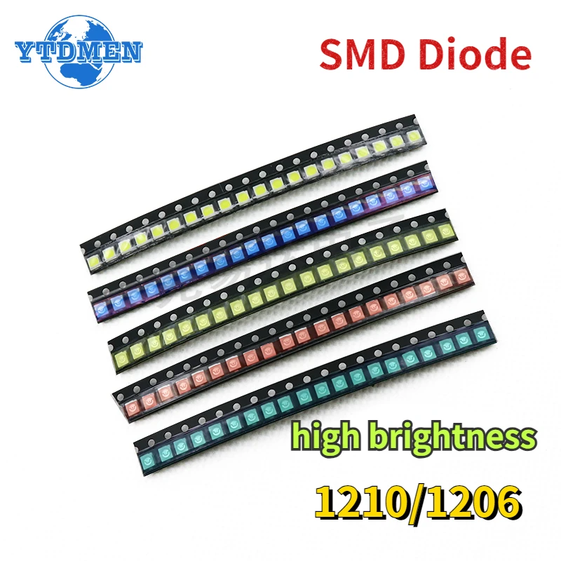 SMD 발광 다이오드 1210 1206 LED, 고휘도, 백색, 청색, 적색, 황색, ..