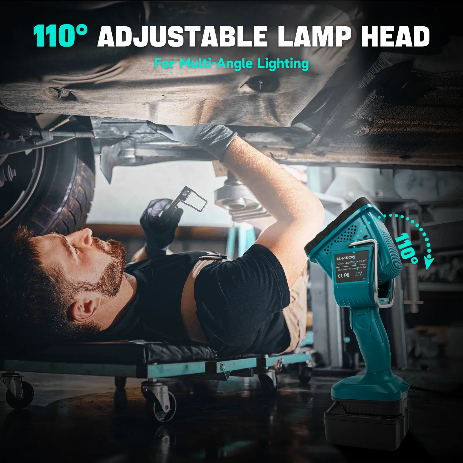 Cordless LED Work Light for Makita 18V Battery 16.2W 1250 Lumens Emergency Flash
