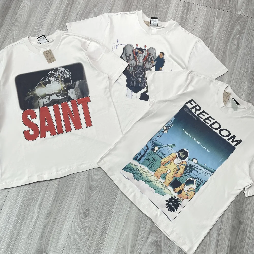 

Frog Drift666 Saint Michael 24SS Anime Jointly Designed Men Clothing Tee Tops Summer Oversize Vintage Graphic T Shirt