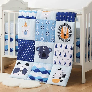 3pcs Microfiber Crib Bedding Set Designs for Boys and Girls Includes Quilt, Crib Sheet, Crib Skirt Soft Baby Bedding Set BEEWEED