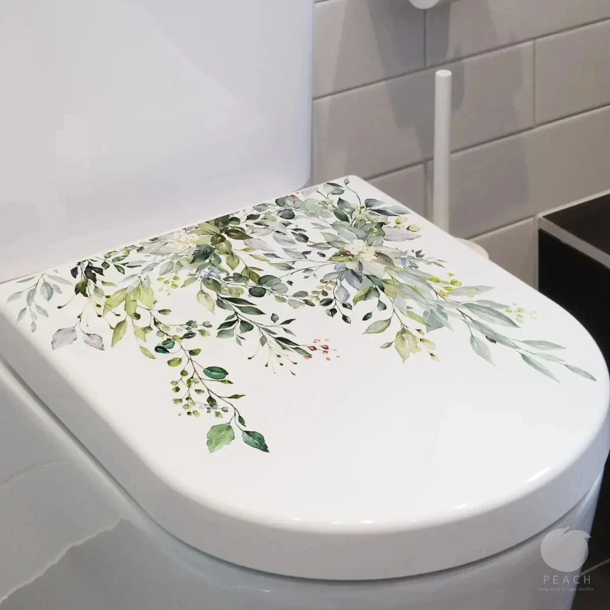 Green Plants Flowers Wall Sticker Bathroom Toilet Decor Decals Living Room Cabinet Home Decoration Self Adhesive Mural 1PCS wall sticker