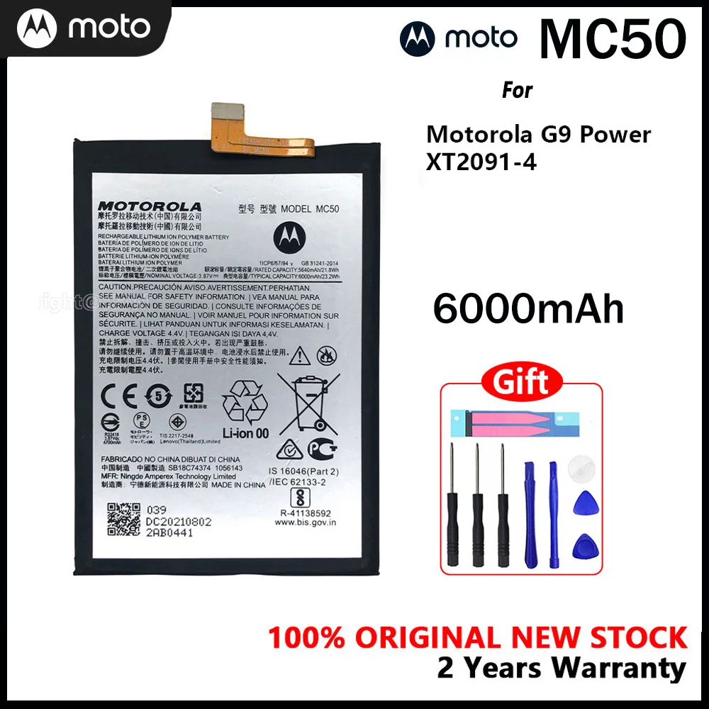 

Motorola 100% Original MC50 6000mAh Battery For Motorola G9 Power XT2091-4 Batteries Smart Phone Batteria With Free Tools