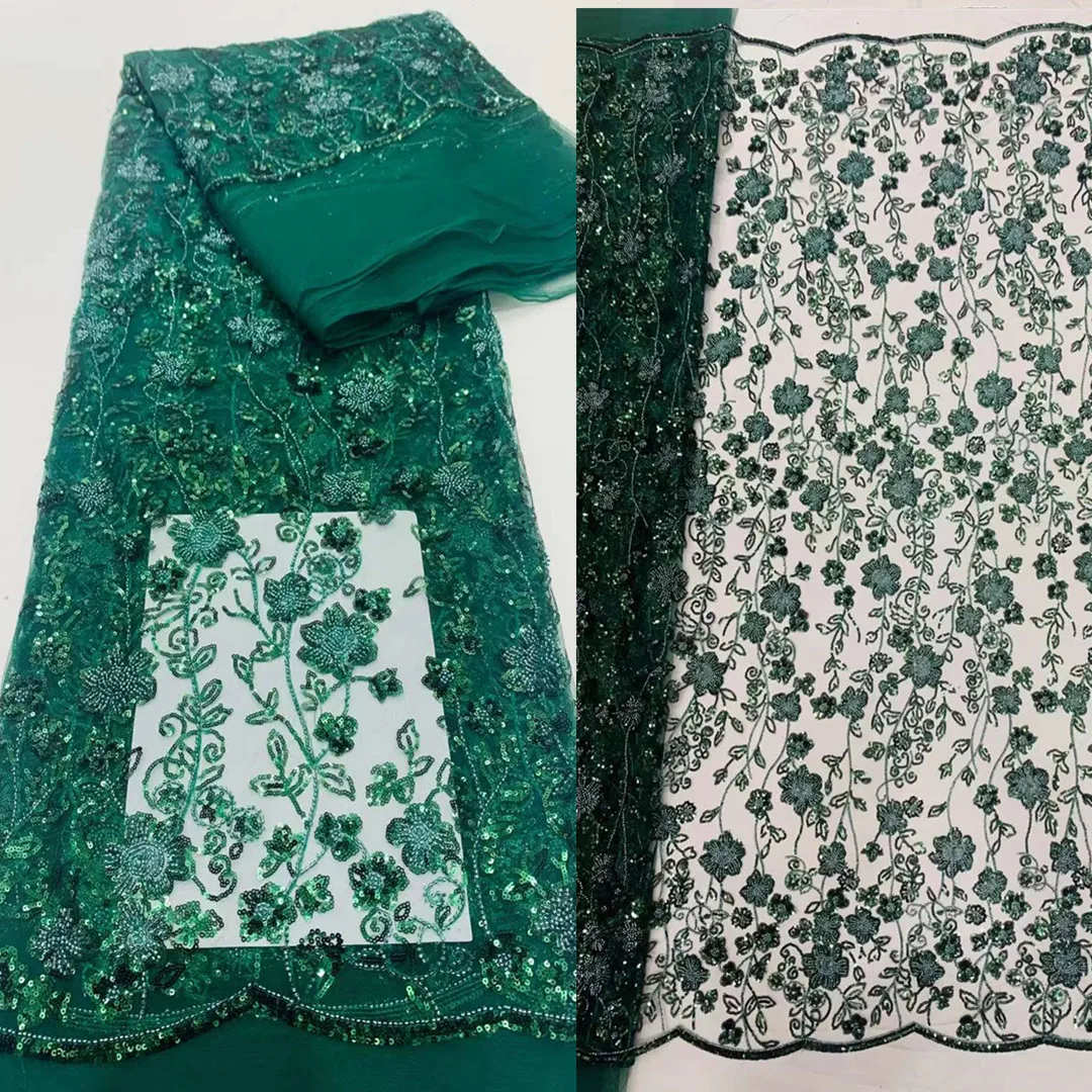 

Super Nice Bead Embroidery Lace With Colorful Bead French Tulle Net African Nigeria Lace Fabric For Evening Dresses Weddings