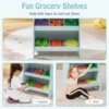 Kid's Farmers Market Stand Wooden Grocery Store Set w/ Cutting Veggies & Fruits 5