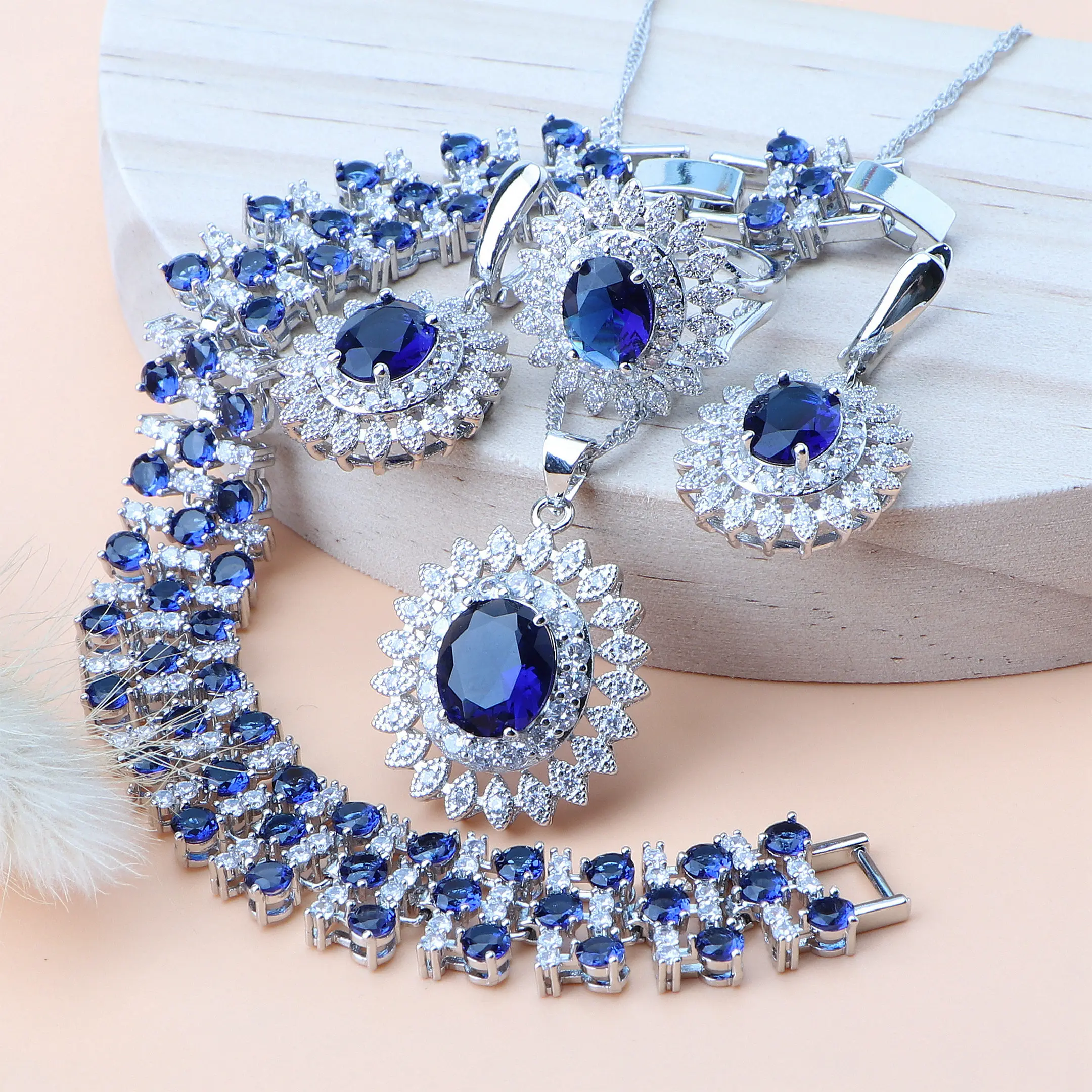 QS moda collana di metallo misto orecchini in acciaio inox due toniche Trendy ma