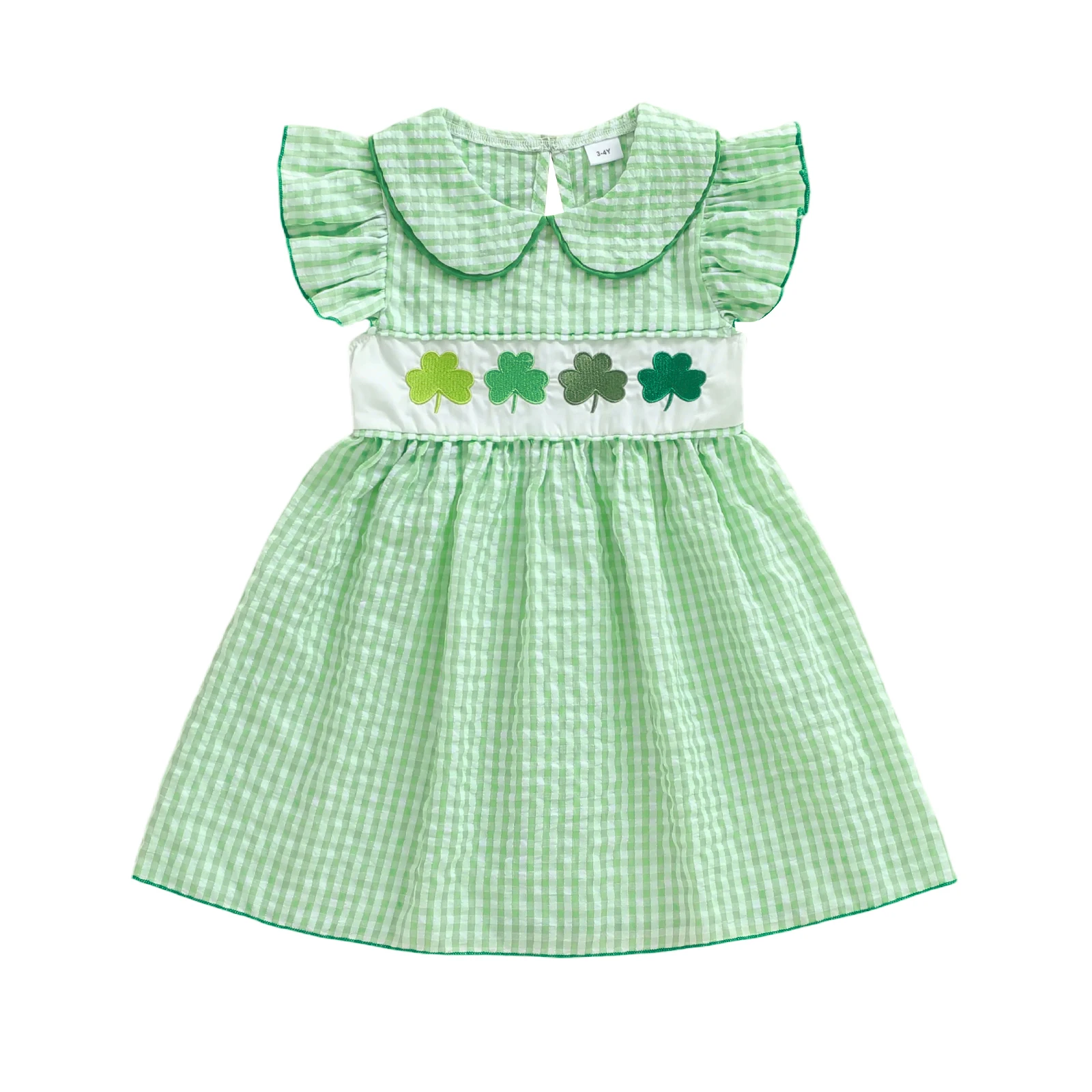 Adorable Toddler Girl Summer Dress with Flutter Sleeves Sweetheart Neckline and Floral Embroidery on Gingham Print - Perfect