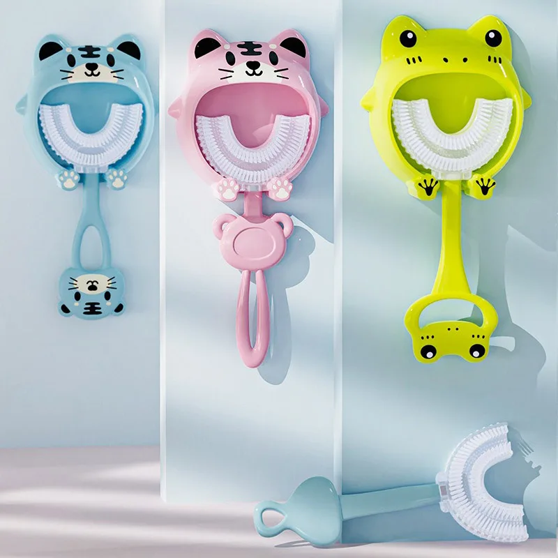 

360 Degree U-shaped Baby Toothbrush Children Children's Teeth Oral Care Cleaning Brush Soft Silicone Toothbrush Baby Items 2-12Y