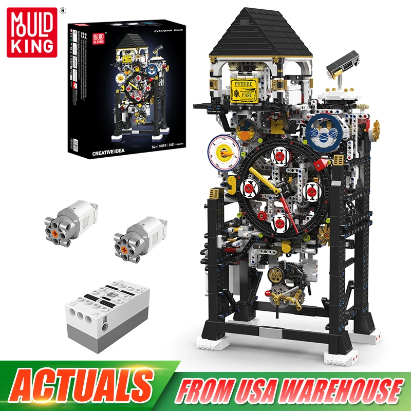 Mould King 10159 Technical Clock Toys The Motorized Cyberpunk Clock Building Block Assembly Clock Brick Set Kids Christmas Gift