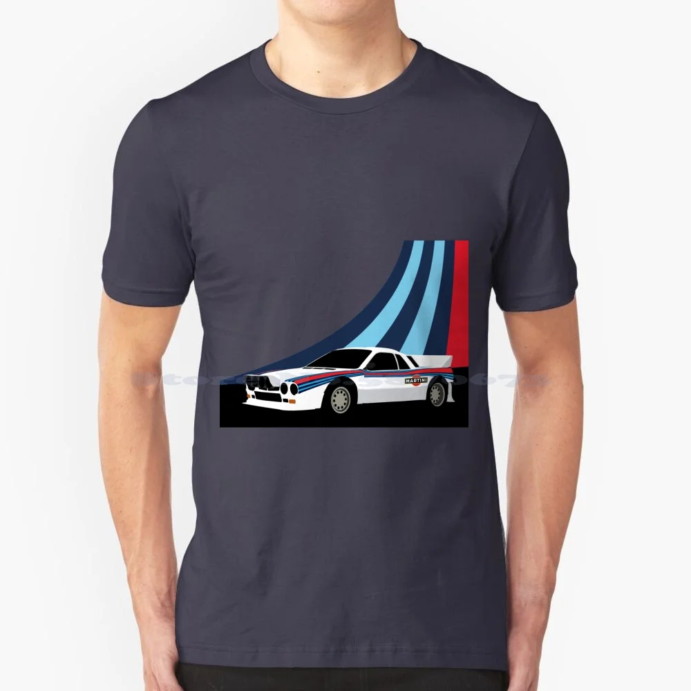 Lancia 037 Martini T Shirt 100% Cotone Tee Lancia 037 Gruppo B Racing Rallye Lancia Martini