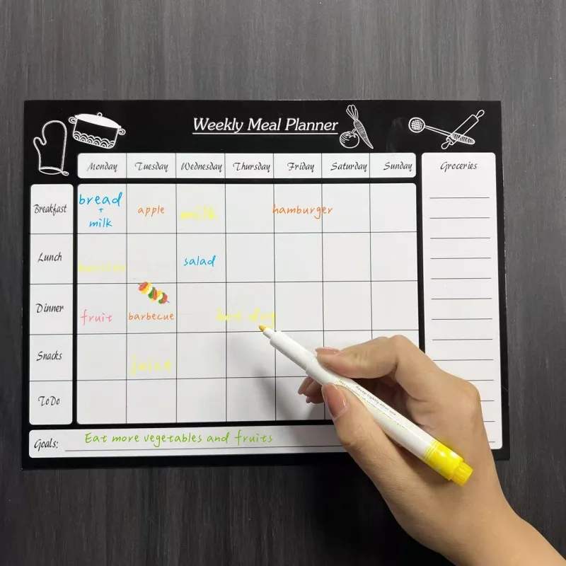 Erasable Week Meal Planner Soft Magnetic Fridge Sticker Whiteboard Message Board Memo Refrigerator Magnet