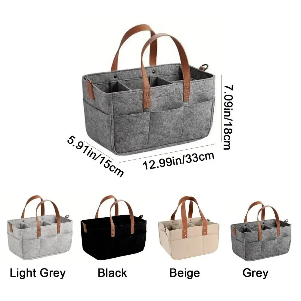 Large Capacity Felt Diaper Storage Bag Foldable with Handle Baby Felt Storage Basket Portable Baby Stroller Hanging Bag for Home