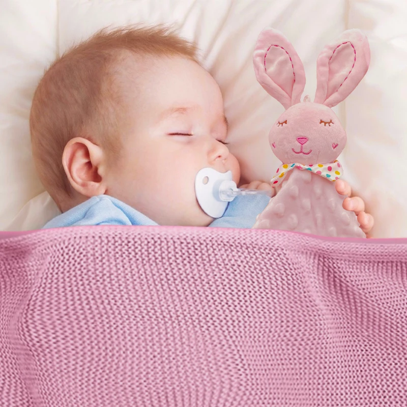 Personalized baby cotton knit blanket and security blanket set infant comforter baby shower gifts Newborn gift 2