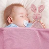 Personalized baby cotton knit blanket and security blanket set infant comforter baby shower gifts Newborn gift 2