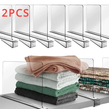 2PCS Trasparente Acrilico Armadio Scaffale Libreria Divisore Uso Domestico Armadio Scaffale Libreria Divisore Deflettore Commodity Storage Organizer 1