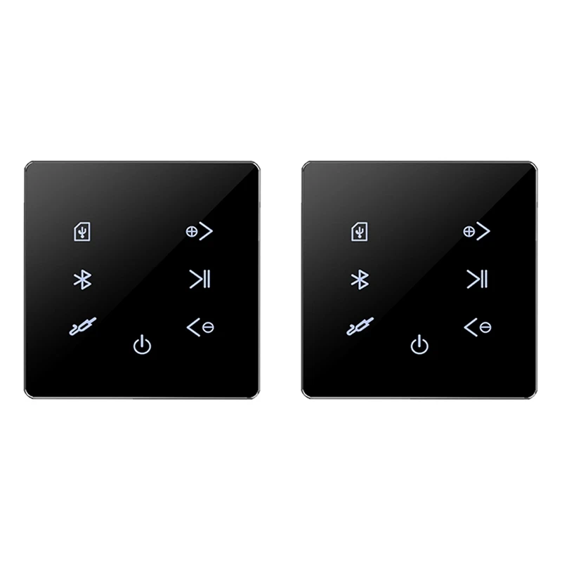 

2X Bluetooth Amplifier In Wall USB SD Card Music Panel Smart Home Background Audio System Stereo Hotel Restaurant(Black)