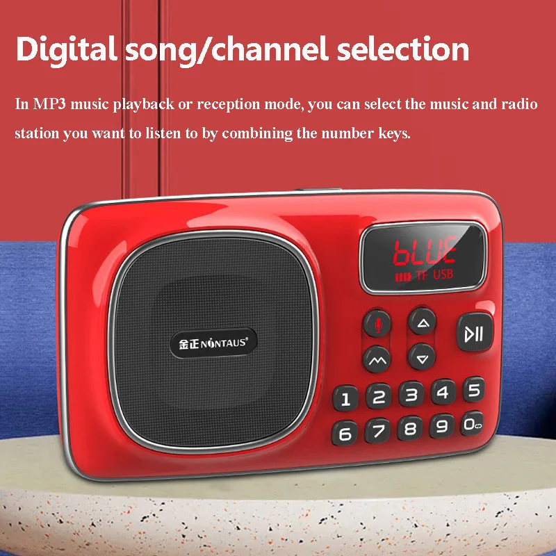 Mini LED Screen FM Radio Portable Radios Receiver Wireless Bluetooth Speaker HD Recording Handsfree Call Music Box Rechargeable