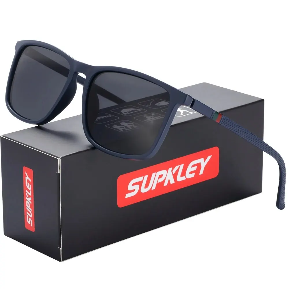 SUPKLEY Polarized Men's Sports Sunglasses - Lightweight Square Eyewear for Comfortable Wear
