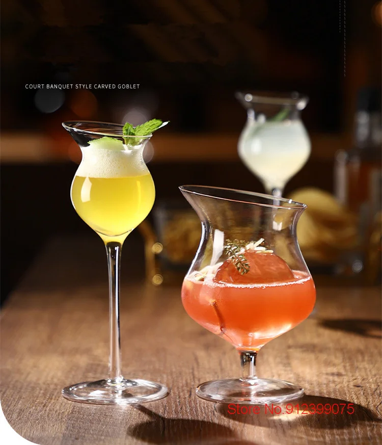 Description Picture 2 of itemSlanted Mouth Cocktail Glasses Personalized Bar Glassware Household Wine Set Oblique Whisky Nosing Cup Brandy Snifter Wholesale