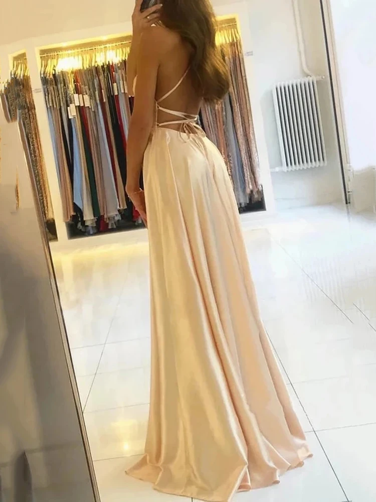 Burgundy Satin Beach Maxi Women Dress For Christmas Sexy Side Slit Adjustable Straps Evening Prom Dress Cheap Bridesmaid Dresses