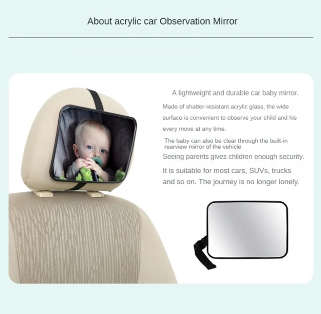 Miroir Bébé Voiture 360° - Rétroviseur Siège Arrière Incassable | Pour Surveiller Bébé En Conduisant